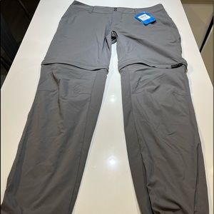 Grey Columbia Hiking pants, zip off to shorts. New with tags. Size 14